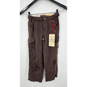 New Da-Nang Silk Utility Pants Girls 5 Chestnut Brown Cargo Pockets